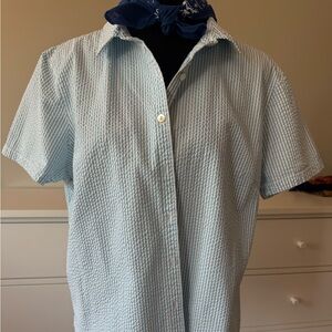 L.L. Bean Blue Textured Button Down Shirt